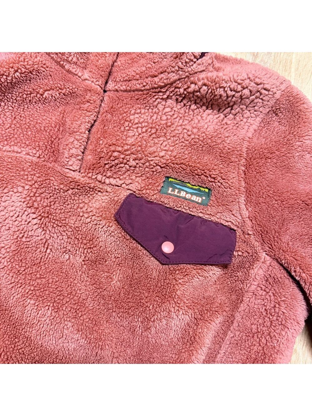 L.L.Bean Hi-Pile Fleece Pullover Women’s Size Small in Canyon Rose/Deep Port - Picture 4 of 5